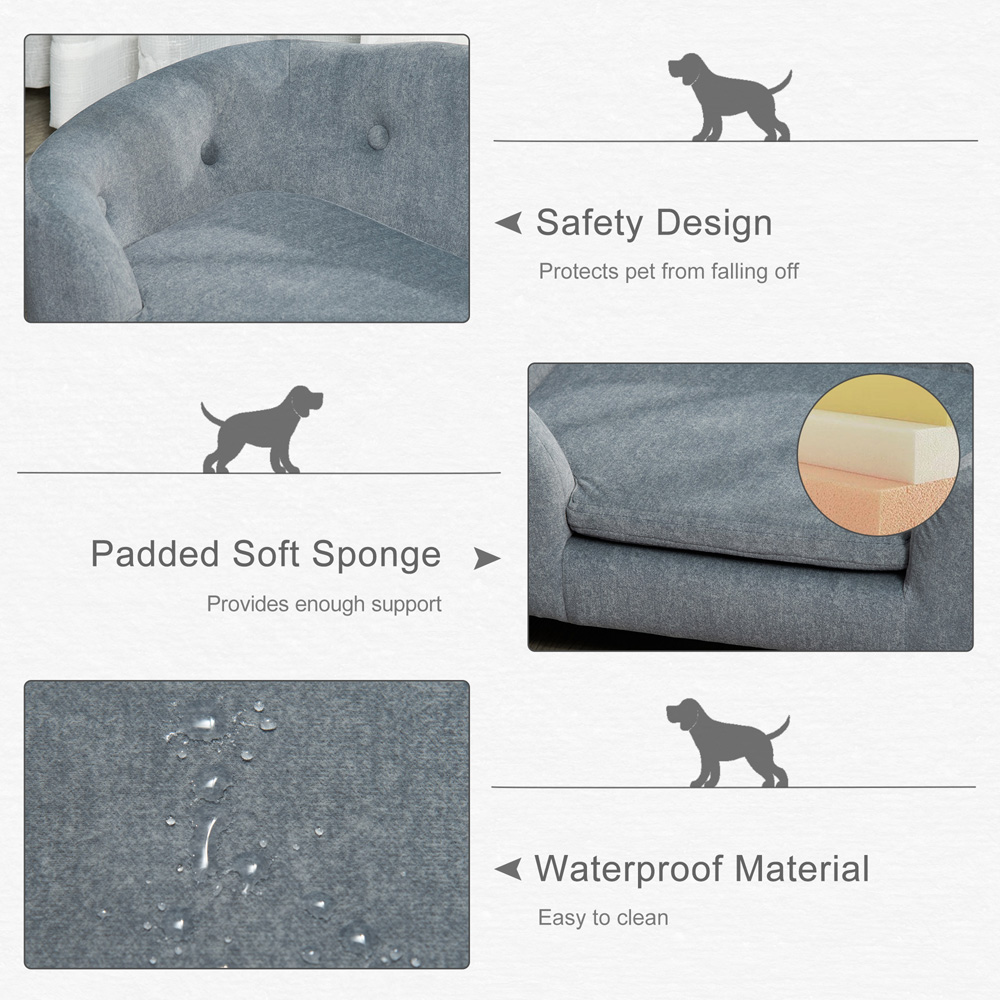 PawHut Grey Sofa Bed with Cushion Image 8