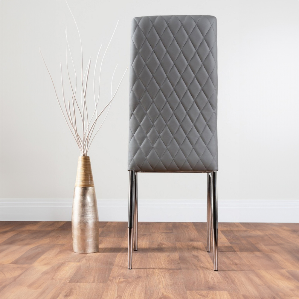 Furniturebox Arona Valera 6 Seater Round Dining Set Grey and Chrome Image 4