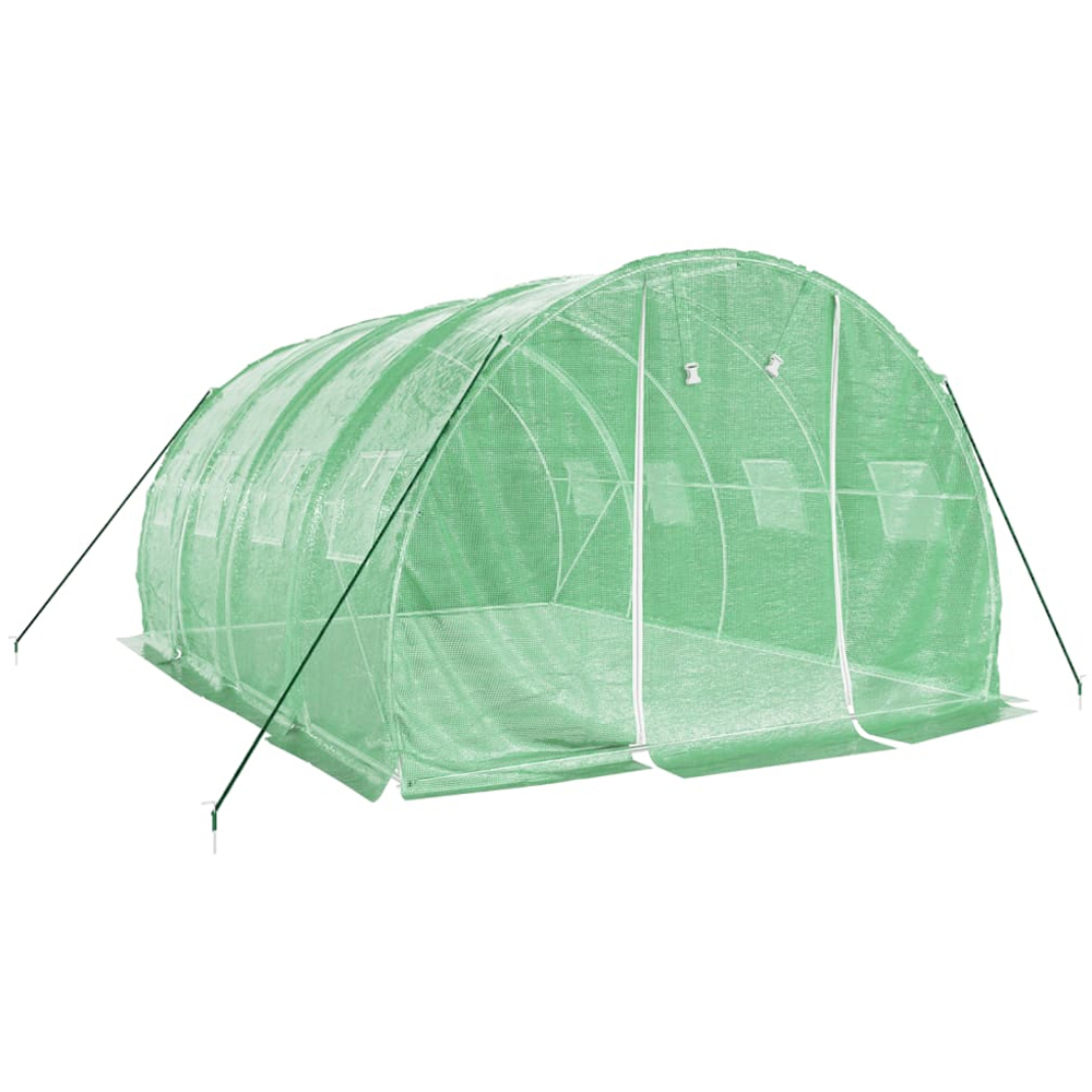 vidaXL Green Polyethylene Galvanised Steel Frame 13.1 x 9.8ft Greenhouse Image 2