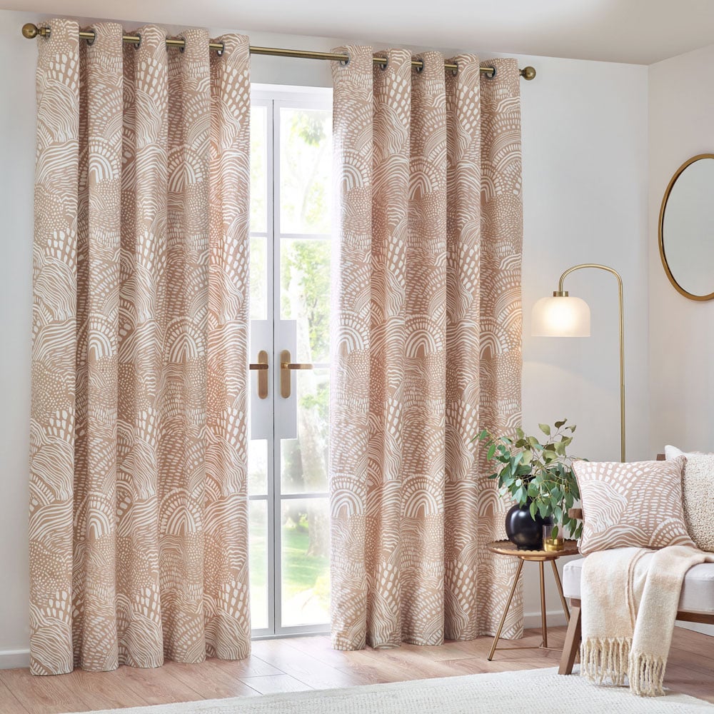 Hoem Nola Oat Abstract Eyelet Curtains 229 x 229cm Image 6
