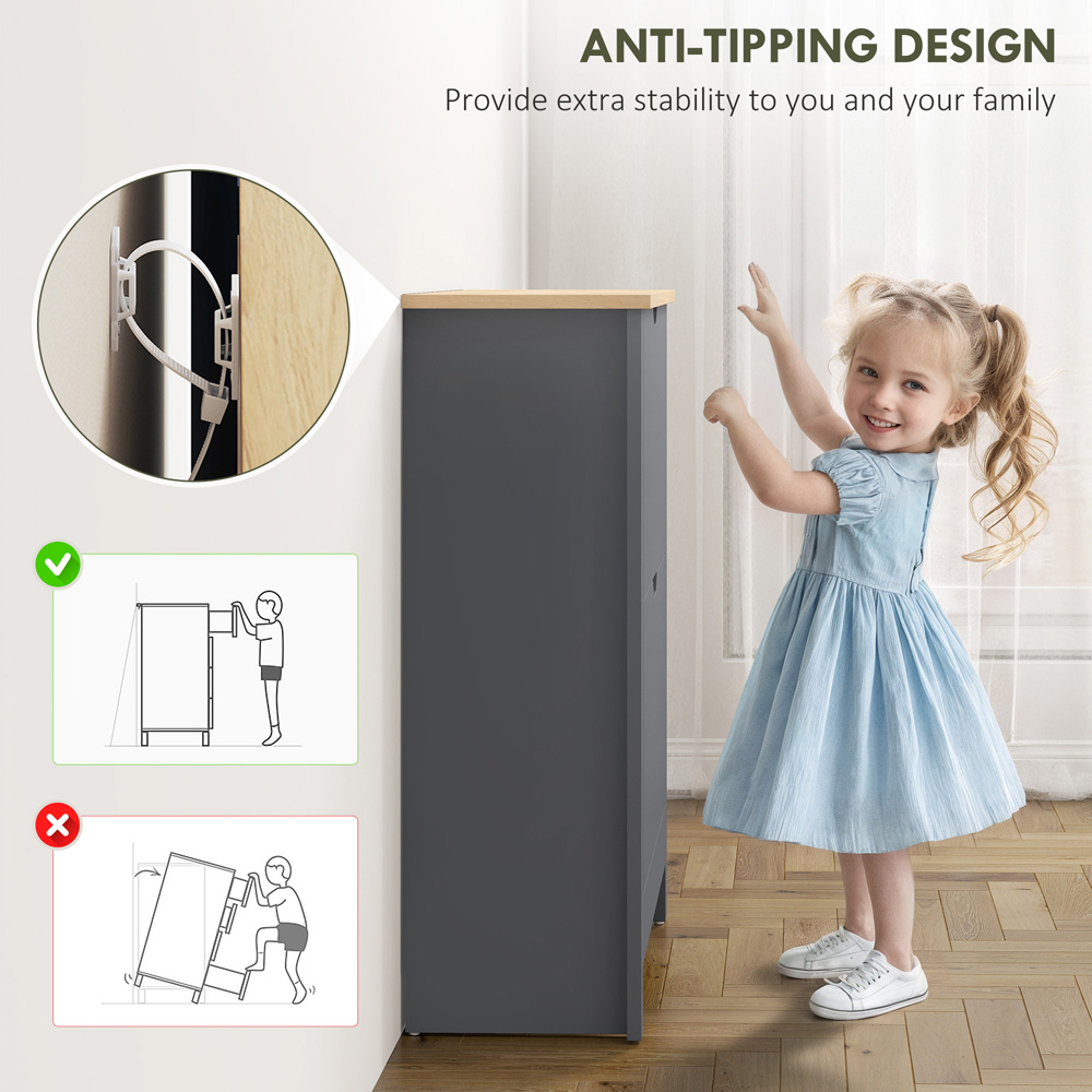 HOMCOM 2 Flip Down Door Charcoal Grey Shoe Cabinet Image 7