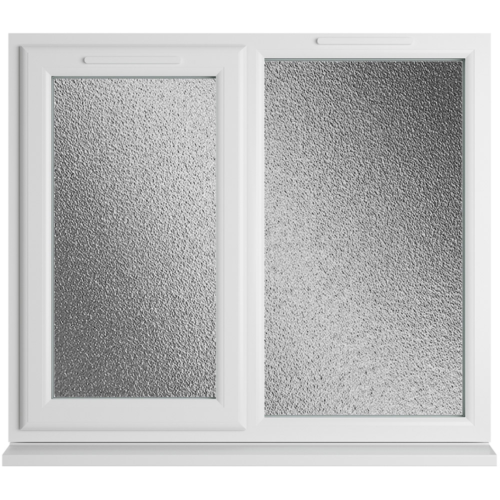 Crystal uPVC Double Glazed Window LH Side Hung Next to a Fixed White Obscure Glass 1190x1040mm Image 1