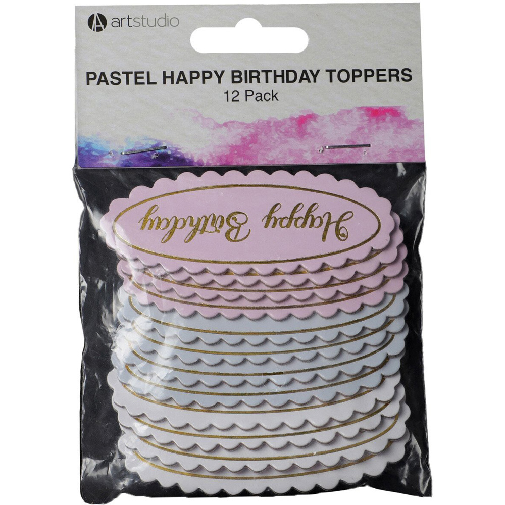Art Studio Pastel Happy Birthday Toppers Image 2