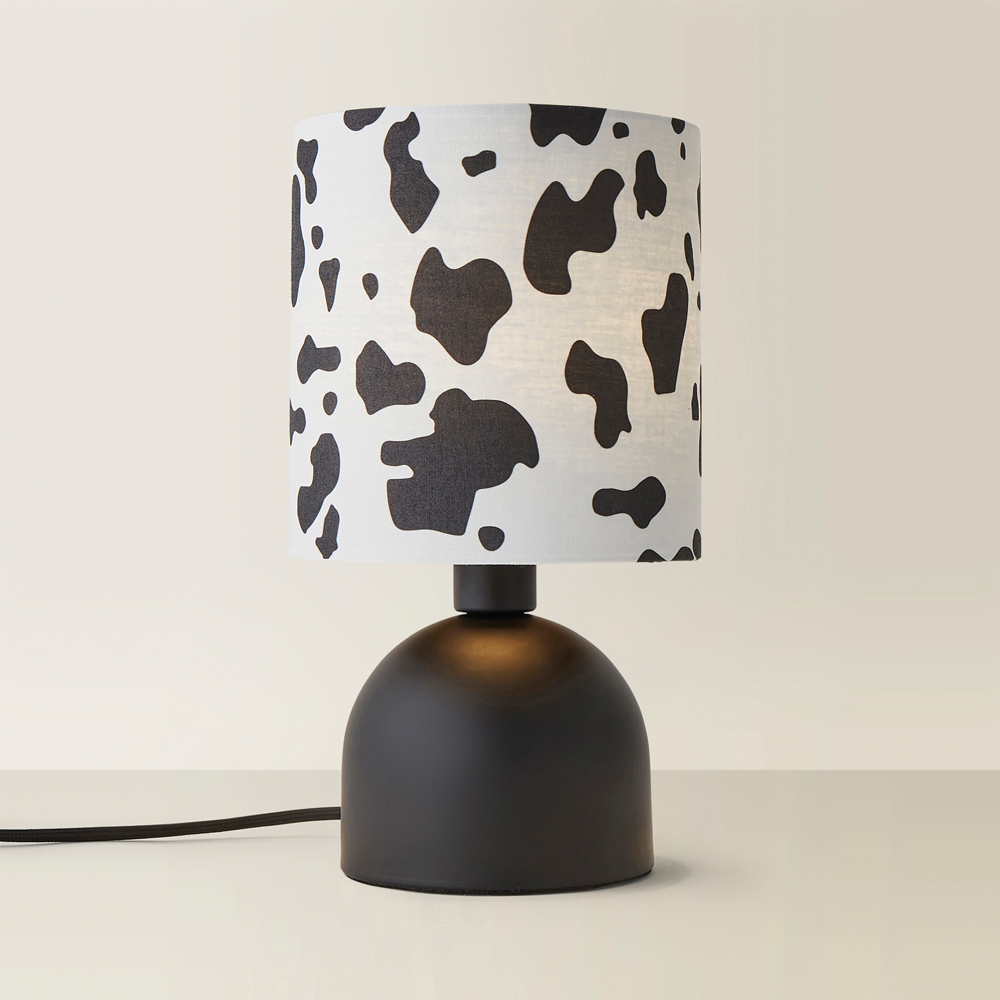 ValueLights Miley Cow Print Drum Lamp Shade Matte Black LED Table Lamp Image 5
