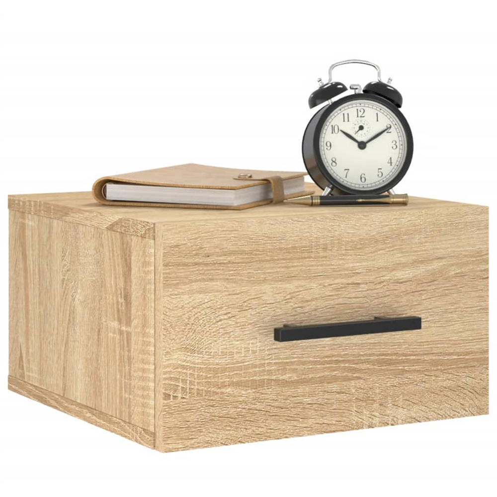 vidaXL Singe Drawer Sonoma Oak Wall Mounted Bedside Table Image 3
