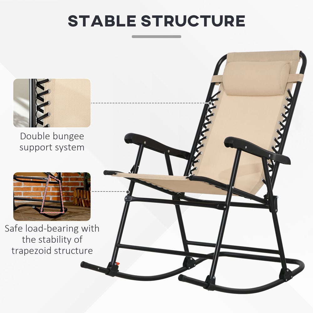 Outsunny Beige Zero Gravity Folding Rocking Chair Image 6