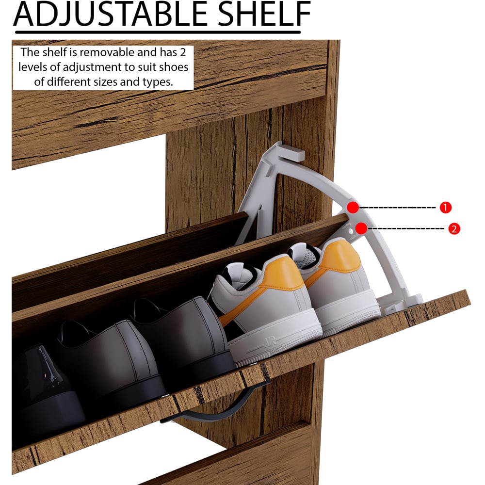 Vida Designs 3 Drawer Antique Brown Shoe Cabinet Image 6