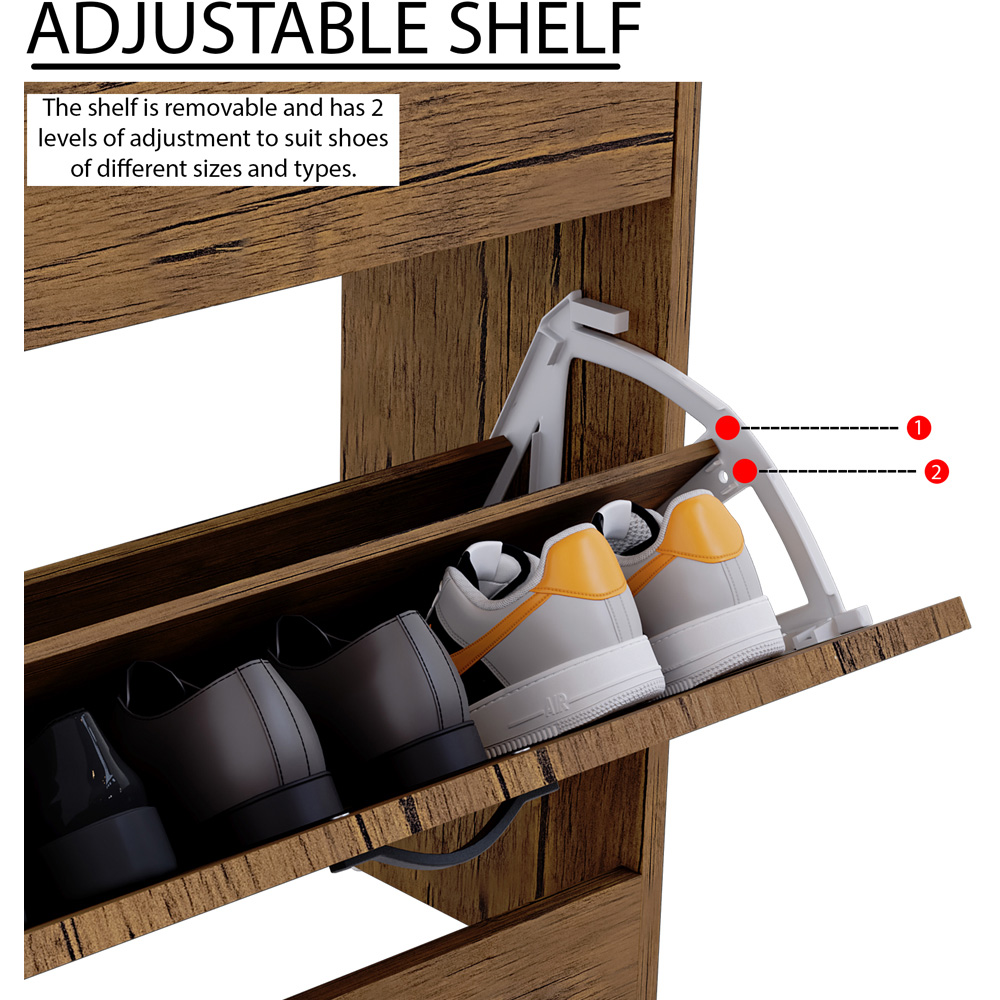 Vida Designs 2 Drawer Antique Brown Shoe Cabinet Image 6