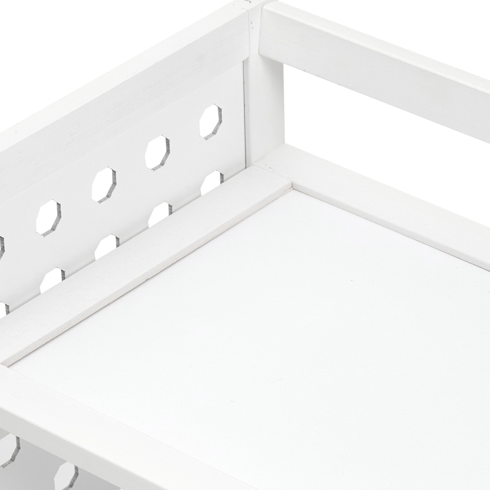 Living and Home 2 Shelf White Bamboo Desktop Storage Rack Image 6