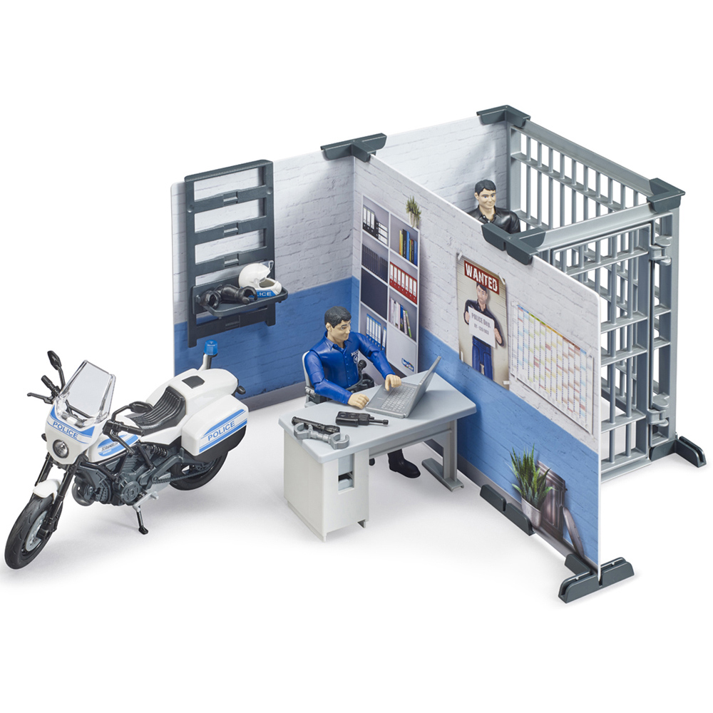 Bruder Kids bworld Police Station with Police Motorbike Playset Model Image 6