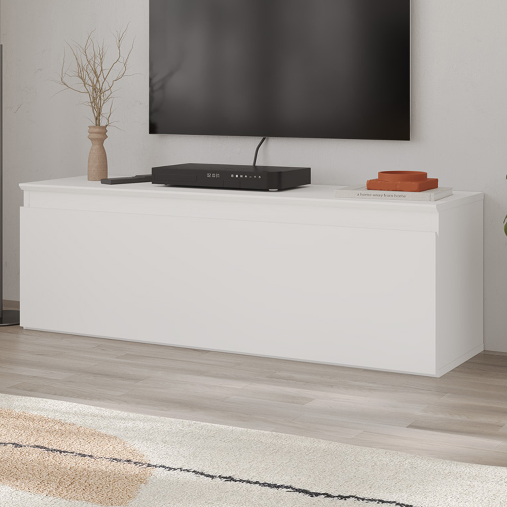 Decortie Sunset Single Door White TV Lowboard Image 1