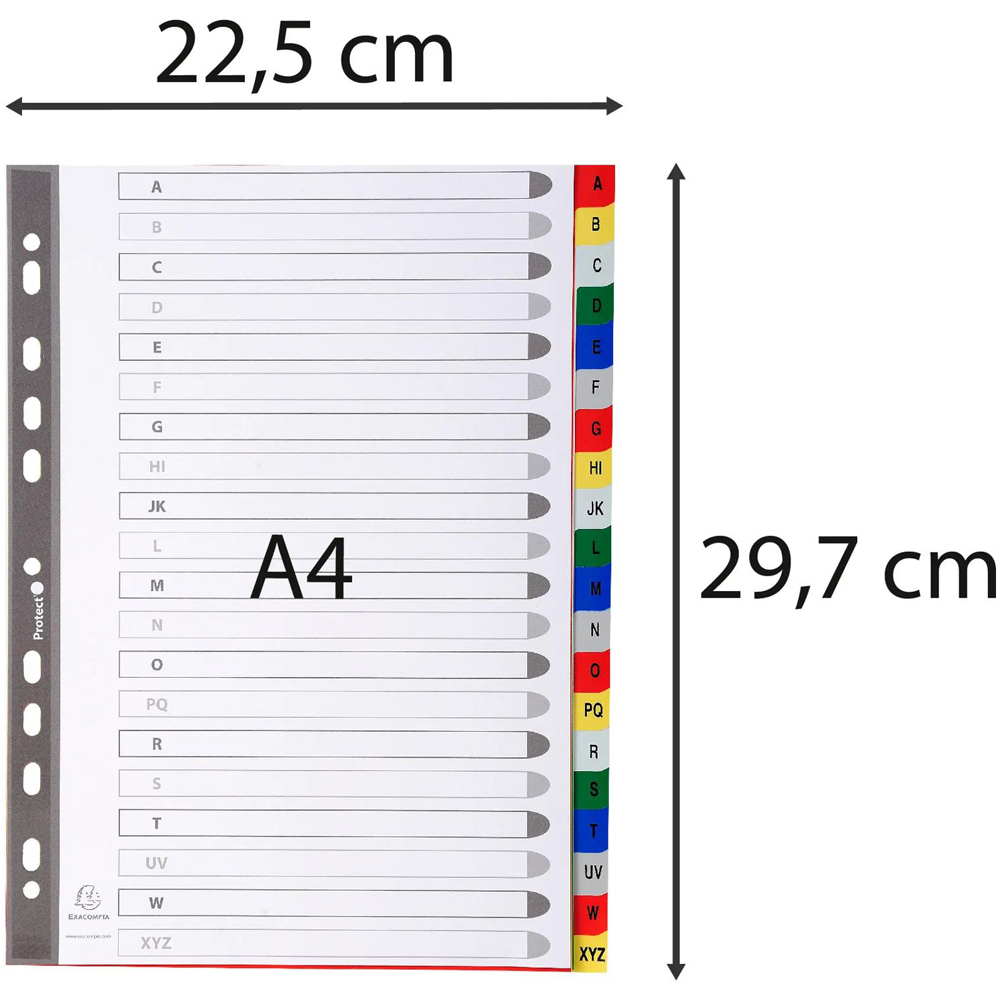 Exacompta A4 Assorted Colour Polypropylene A-Z Divider 20 Pack Image 6
