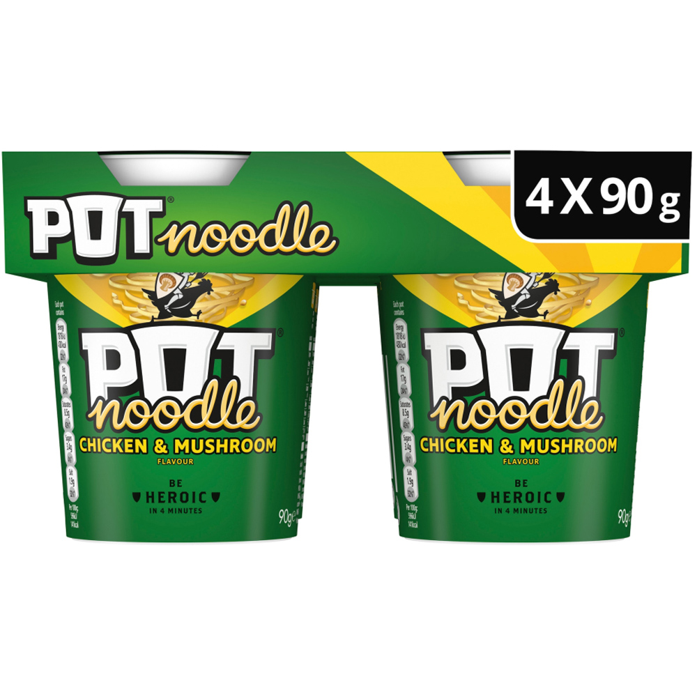Pot Noodle Standard Pot Chicken and Mushroom 90g 4 Pack Image 3