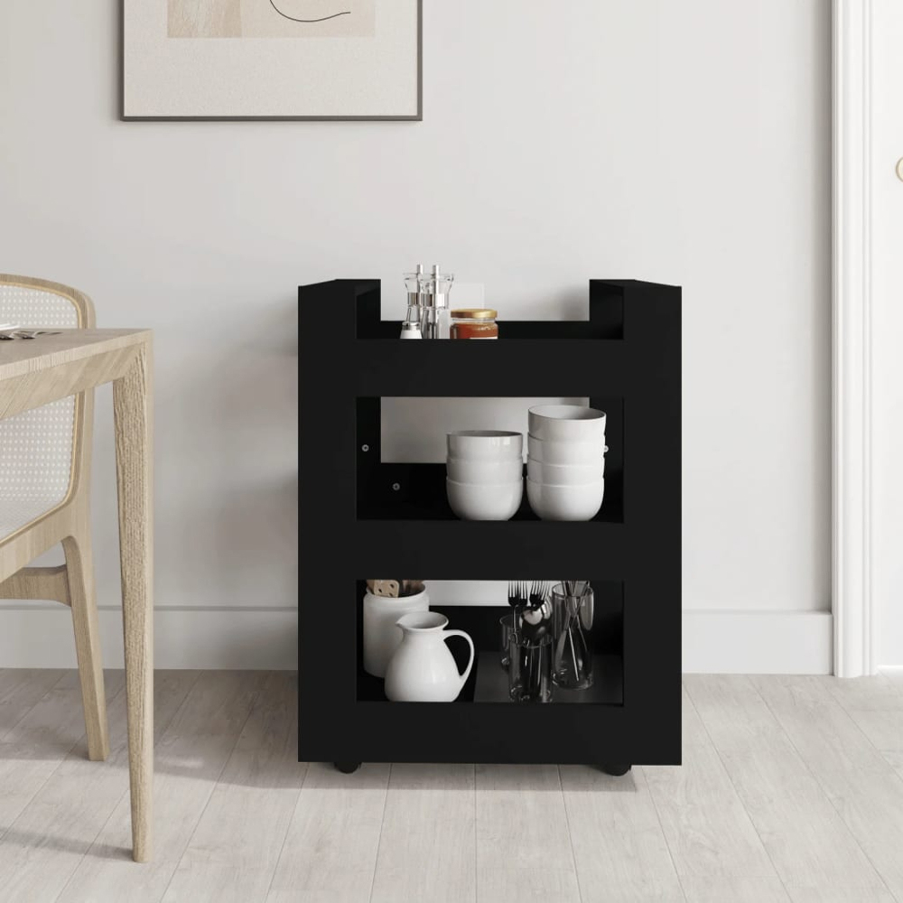 vidaXL 3 Shelf Black Kitchen Trolley Image 7