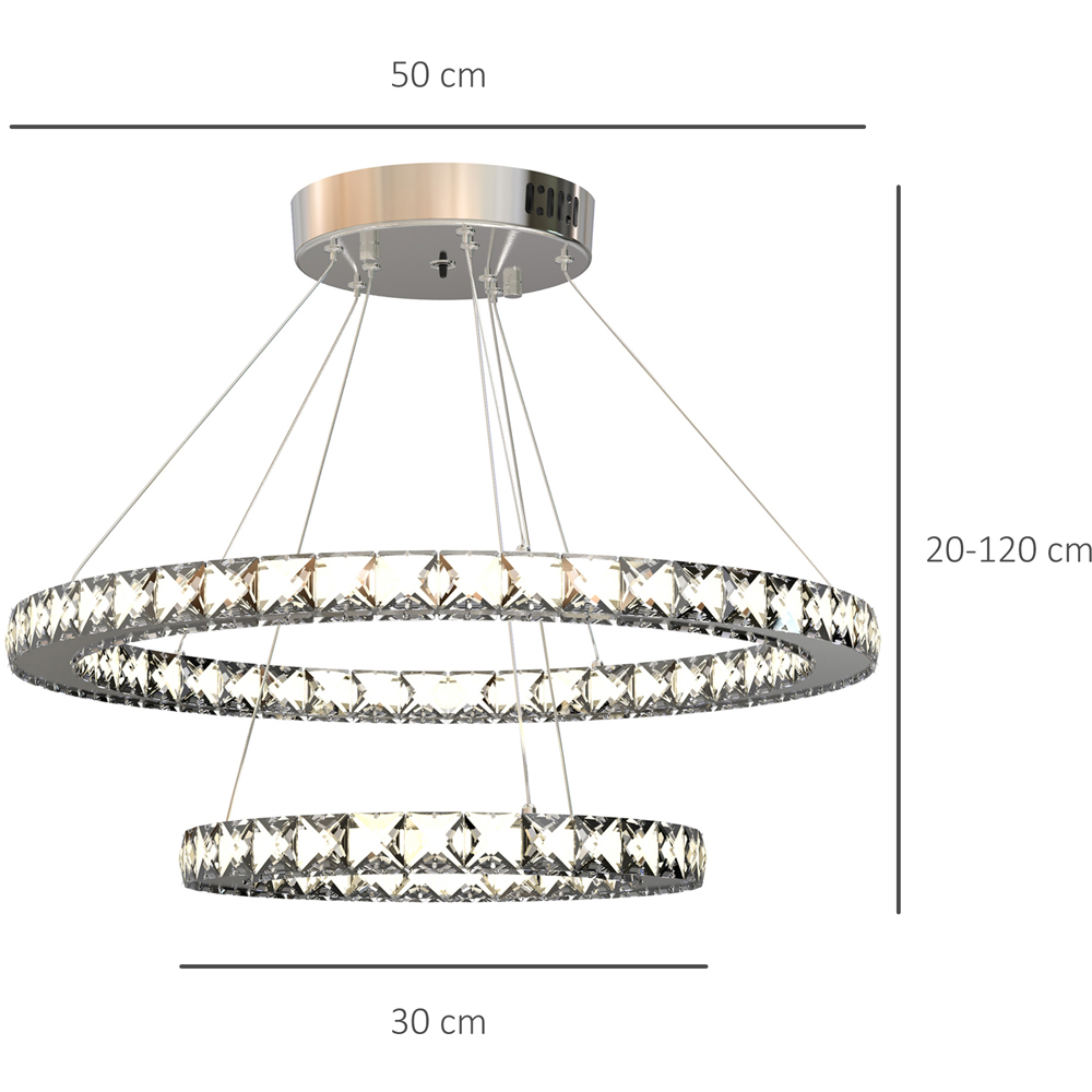 Portland 2 Crystal Ring Silver LED Dimmable Chandelier Image 9