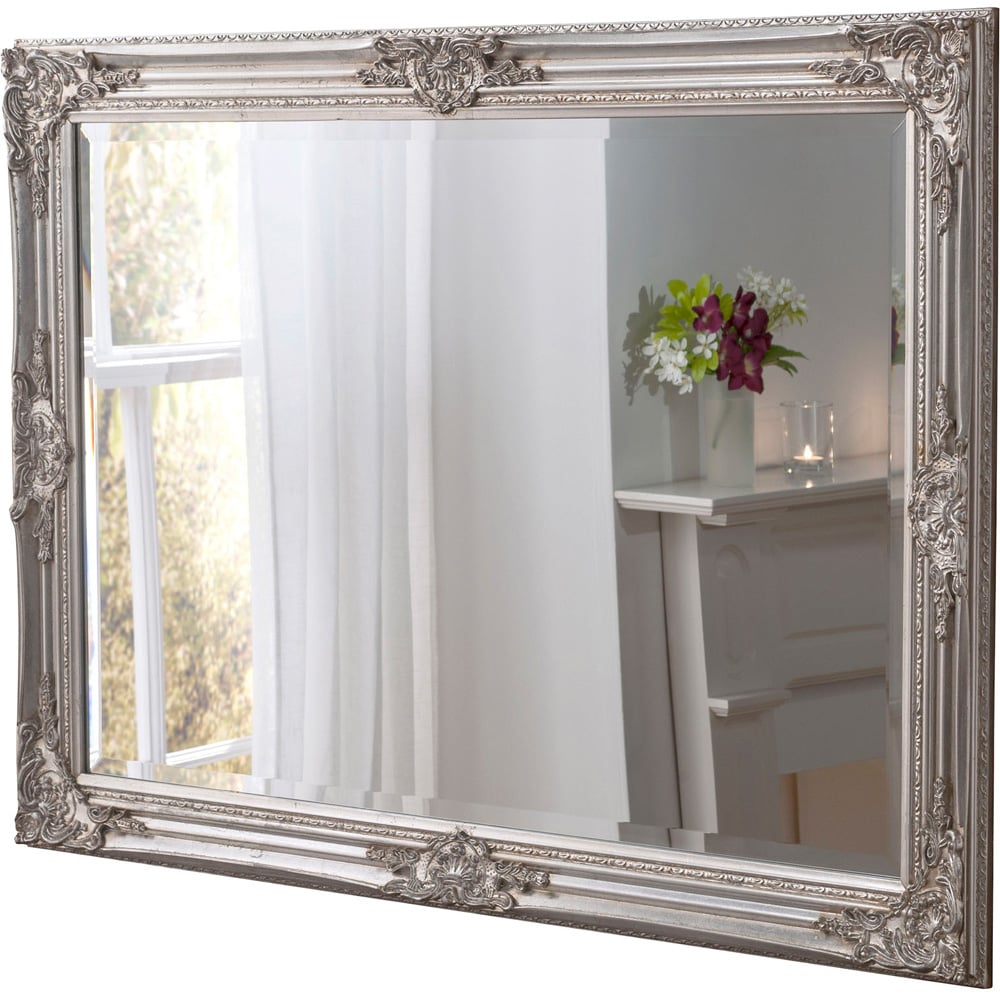 Yearn Silver Carved Rectangular Wall Mirror 74 x 104cm Image 1
