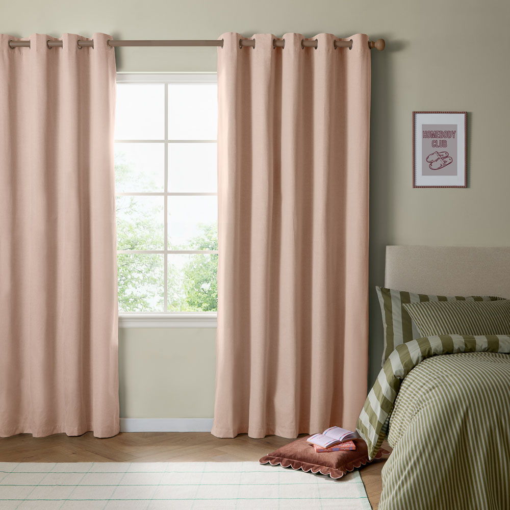 Furn The Ultimate Pink Textured Woven Blackout Eyelet Curtains 229 x 137cm Image 7