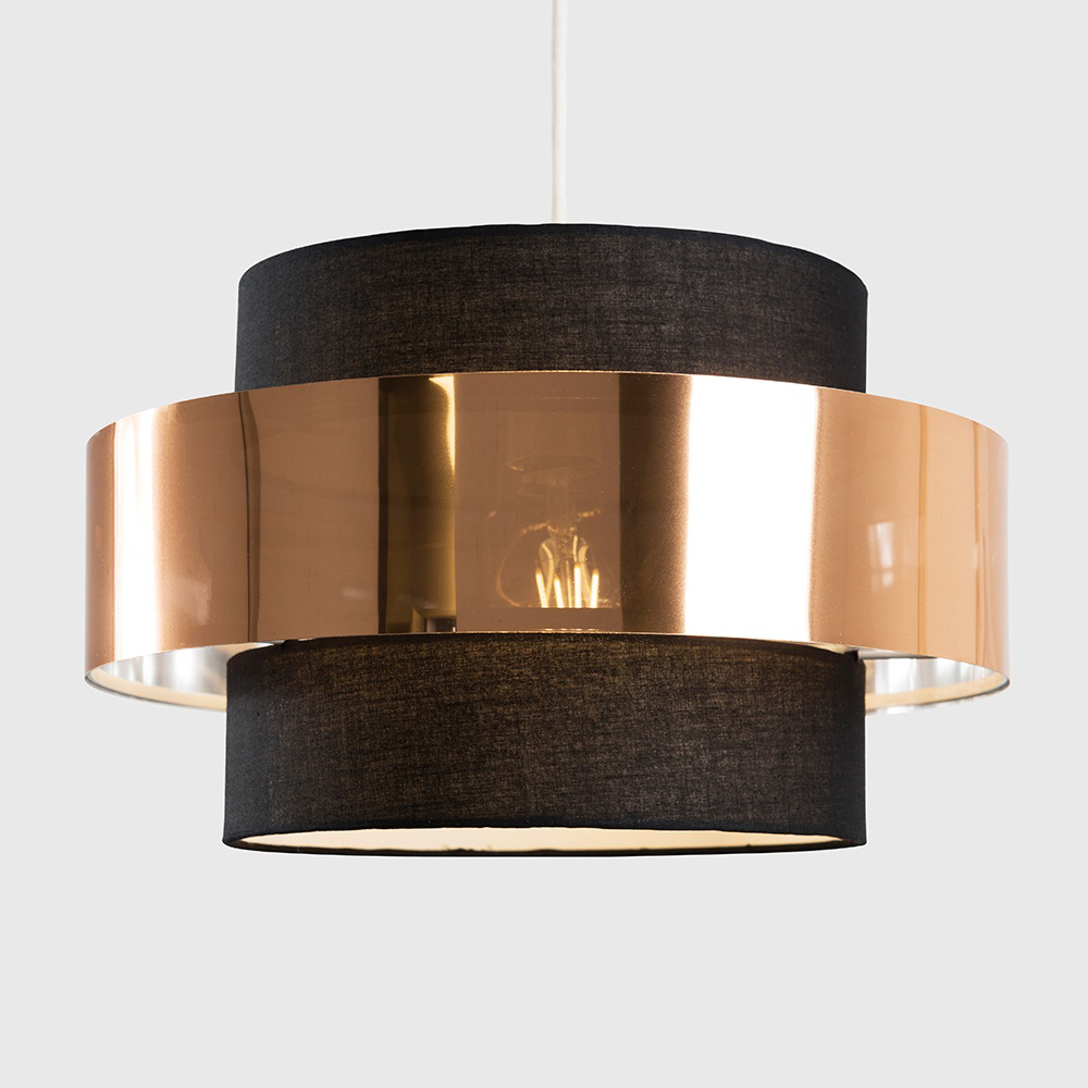 ValueLights Matildo Black and Copper Halo Ceiling Pendant Lamp Shade Wilko