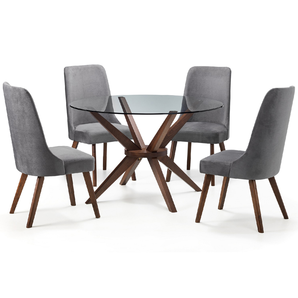 Julian Bowen Chelsea Huxley 4 Seater 120cm Round Dining Set Walnut Image 2