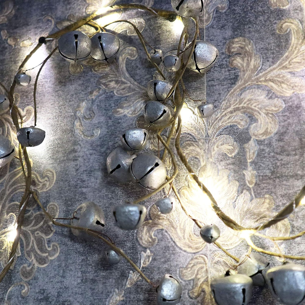Shatchi Warm White LED Christmas Garland with Silver Bells 150cm Image 4