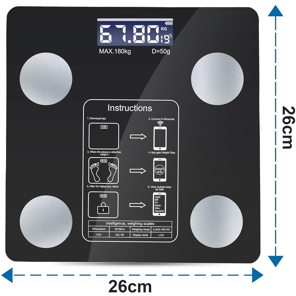 ATEK Bluetooth Smart Digital Blue Body Fat Scale 180kg Image 9