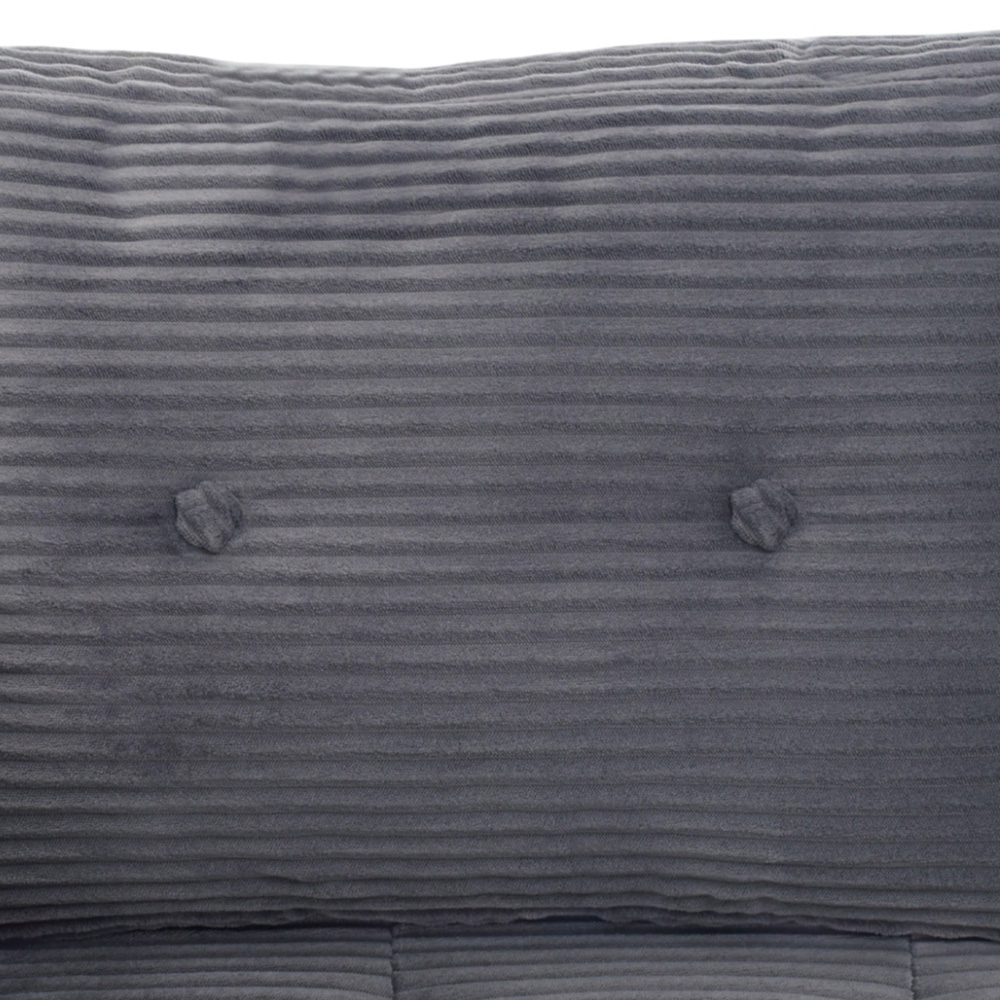 Living and Home Single Seater Grey Foldable Corduroy Upholstered Sofa Bed Image 3