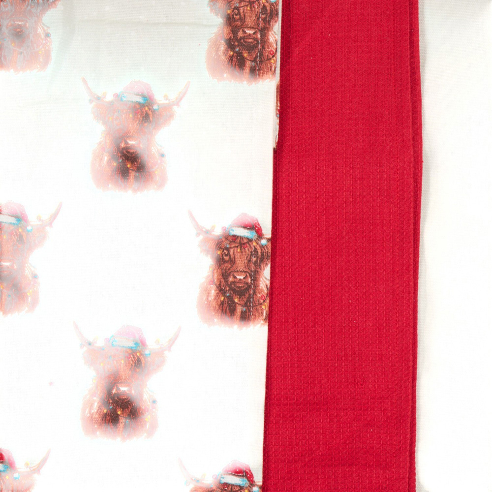 Pack of 3 Christmas Highland Cow Tea Towels Image 4