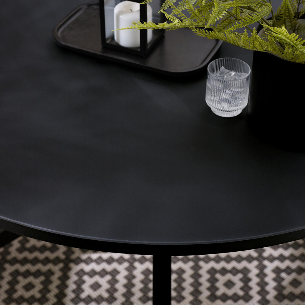 Furniturebox Castres 4 Seater Black Metal Round Outdoor Dining Table Image 2