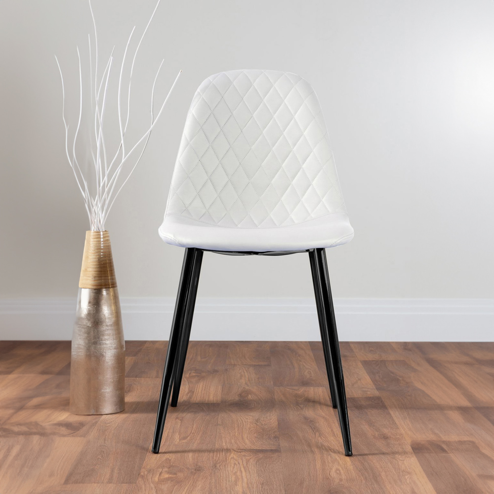 Furniturebox Arona Solara 4 Seater Round Dining Set Black and White Image 3