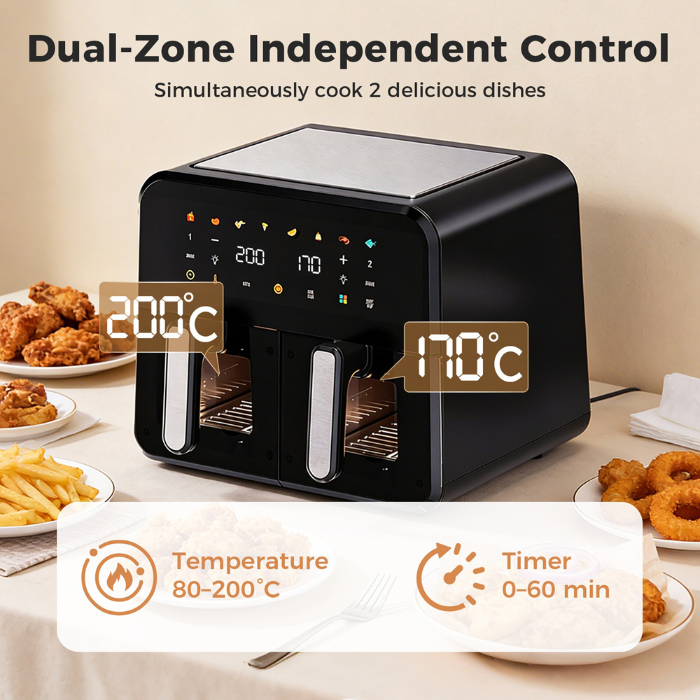 Spector FR1009-BK-UK Black Dual Zone Air Fryer 12L 2600W Image 6