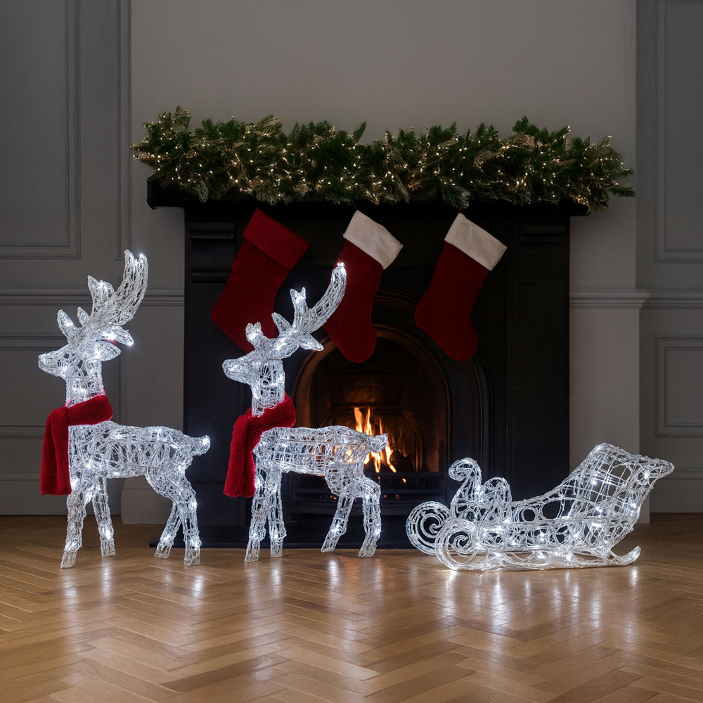 Neo 120 LED Light Up Reindeer Sleigh Christmas Decoration 5m Image 3