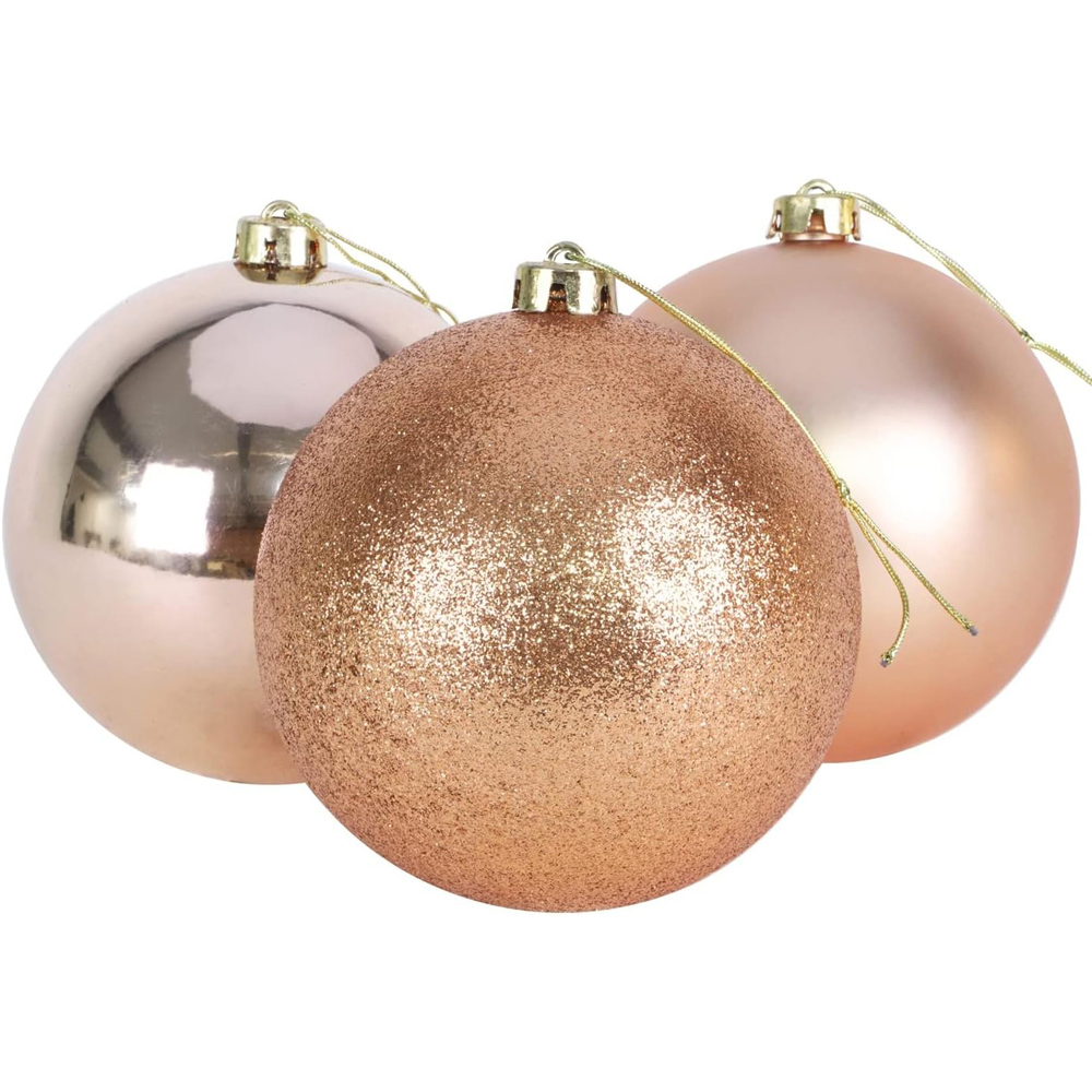 Shatchi 6cm Rose Gold Shatterproof Christmas Baubles 18 Pack Image 2