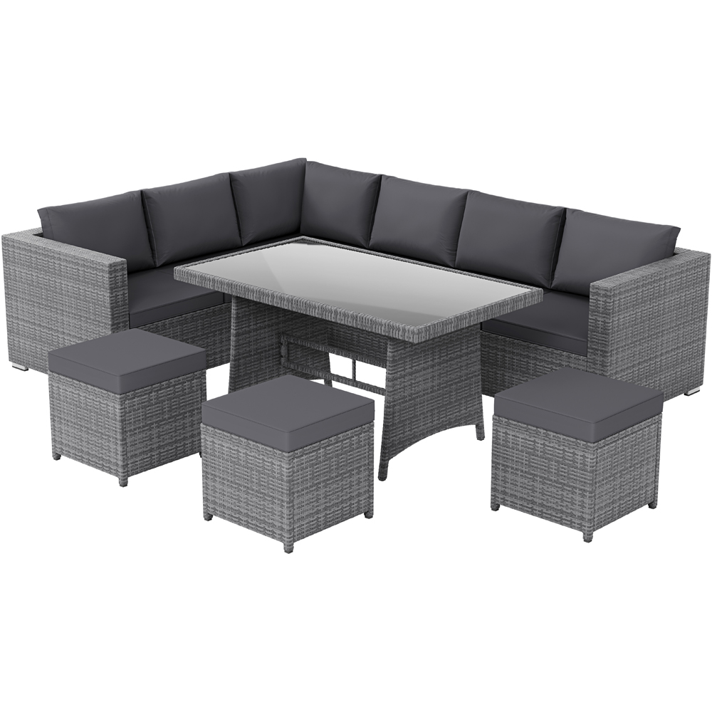 GARDEN VIDA Belgrave 9 Seater Grey PE Rattan Garden Corner Lounge Set with Cover Image 2