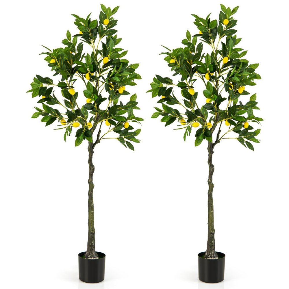 Costway Lemon Fruits Tree Artificial Plant In Pot 5.2ft Image 3