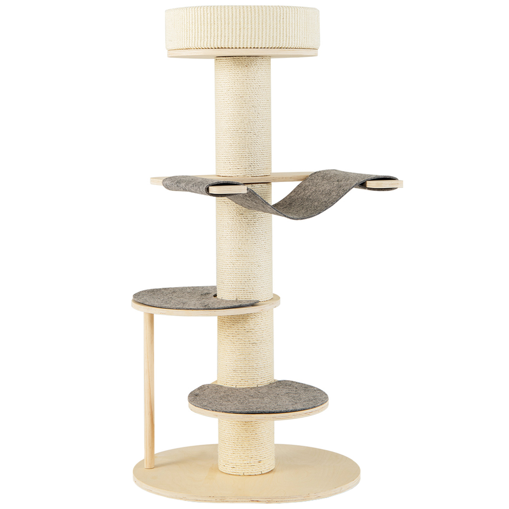 Costway Grey Multi Level Cat Tower with Sisal Covered Scratching Posts 120cm Image 1