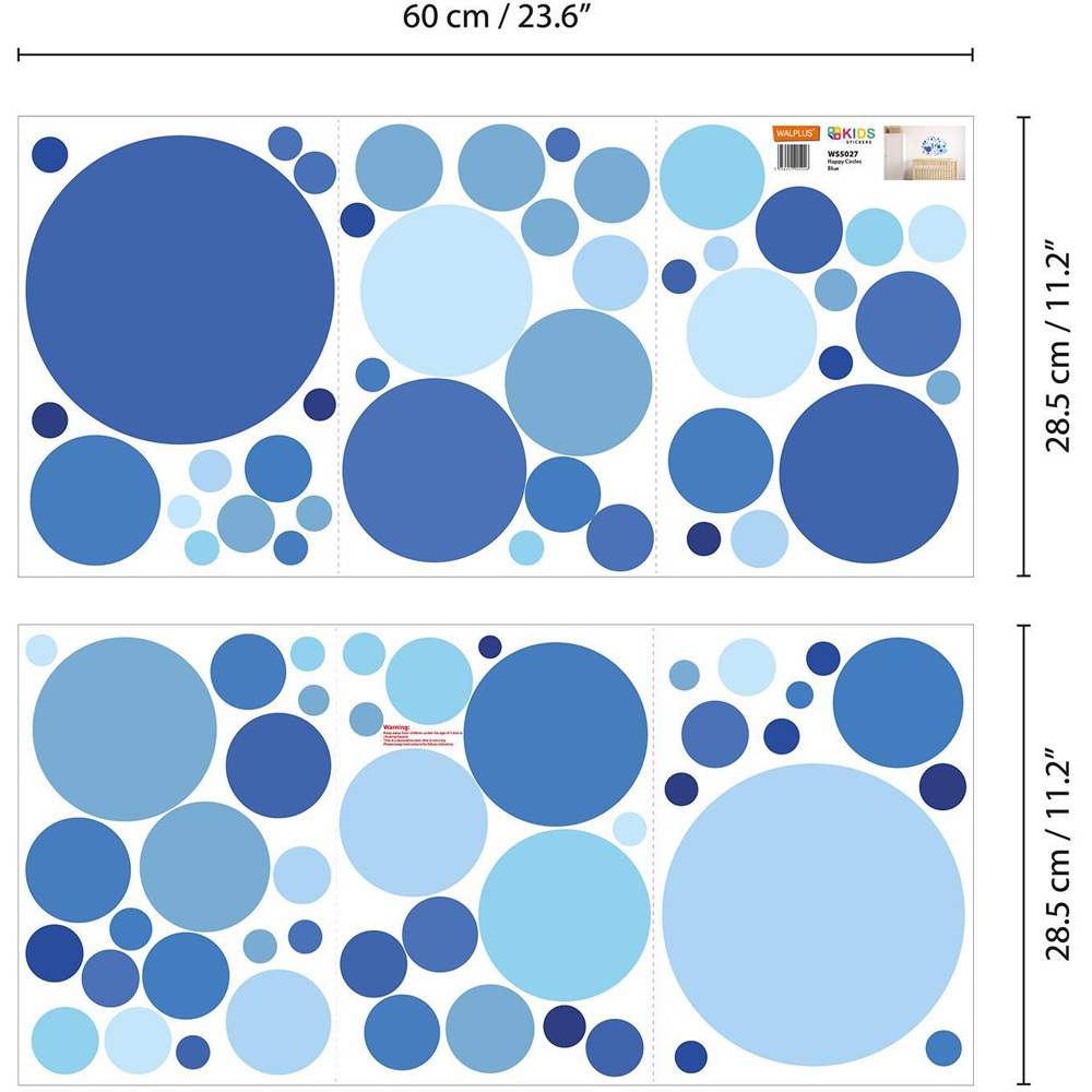 Walplus Kids Happy Circles Blue Self Adhesive Wall Stickers Image 5