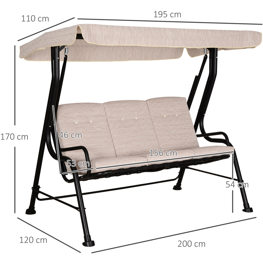 Outsunny 3 Seater Beige Outdoor Garden Swing Chair Image 8