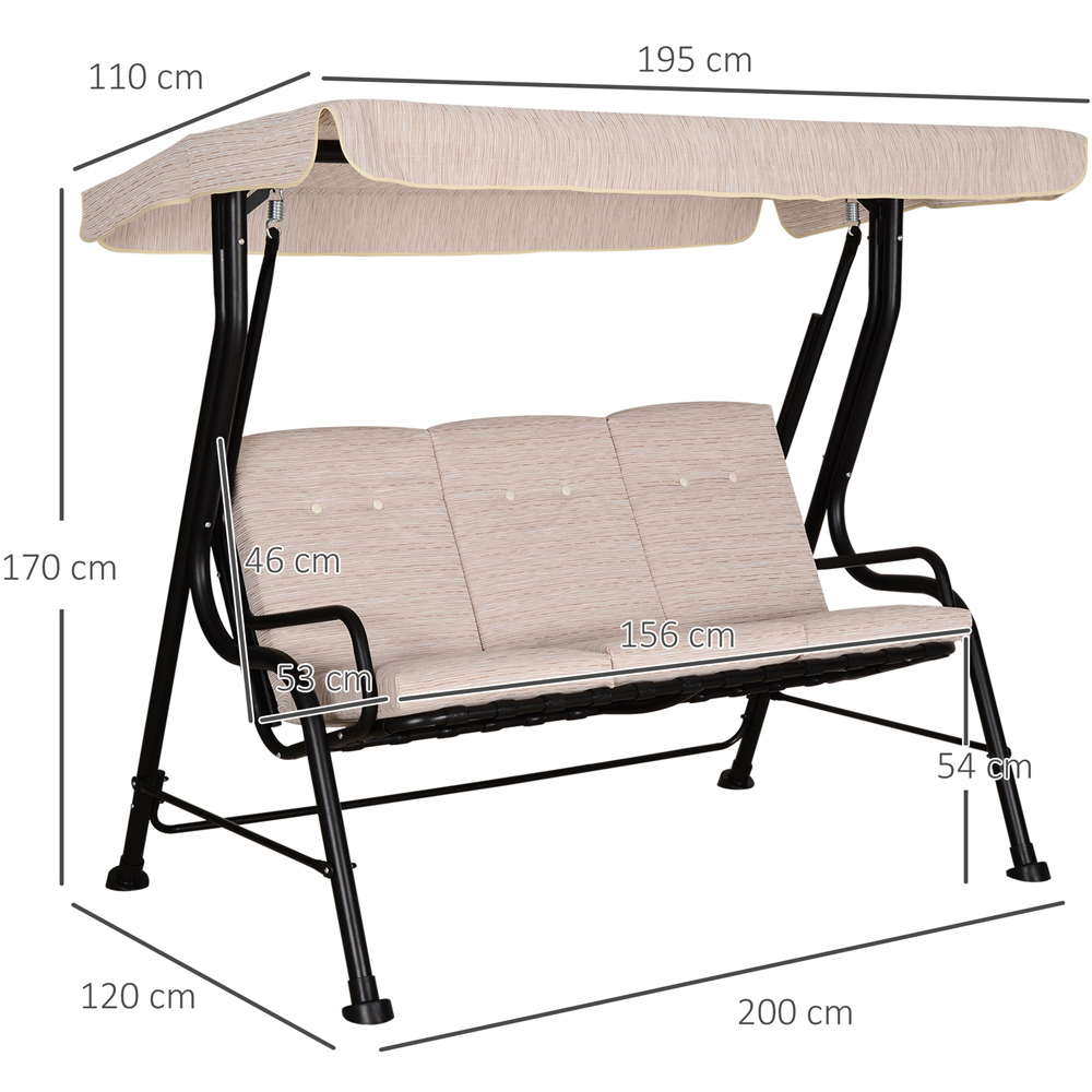 Outsunny 3 Seater Beige Outdoor Garden Swing Chair Image 7