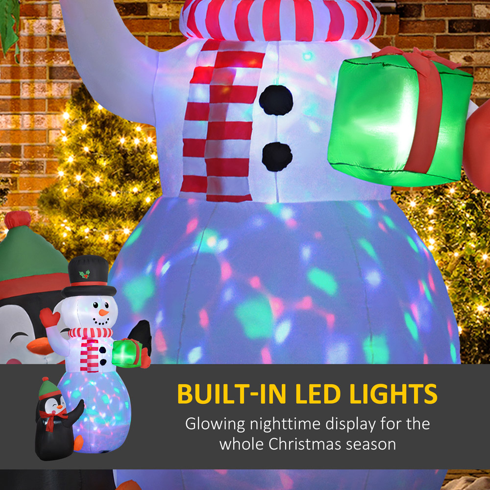 Everglow LED Inflatable Snowman Holding Gift Box with Penguin Christmas Decoration 8ft Image 4