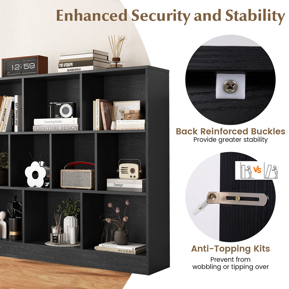 Costway 10 Cube Black Bookshelf Image 6
