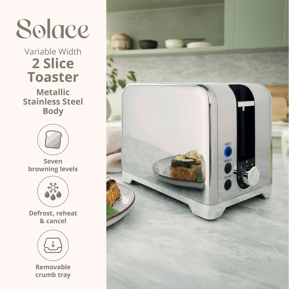 Swan Solace Silver 2 Slice Toaster Image 3
