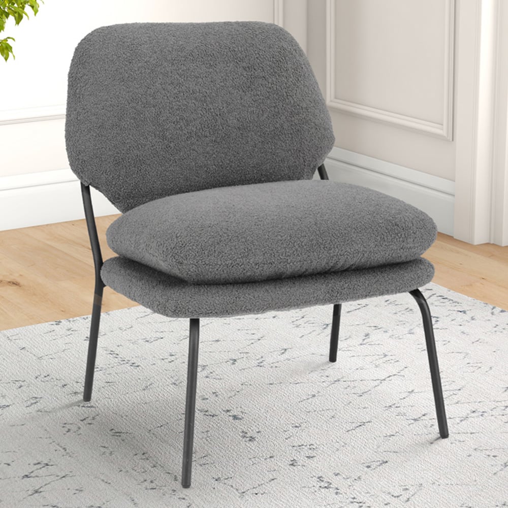 Costway Grey Teddy Fleece Fabric Armless Accent Chair Image 1