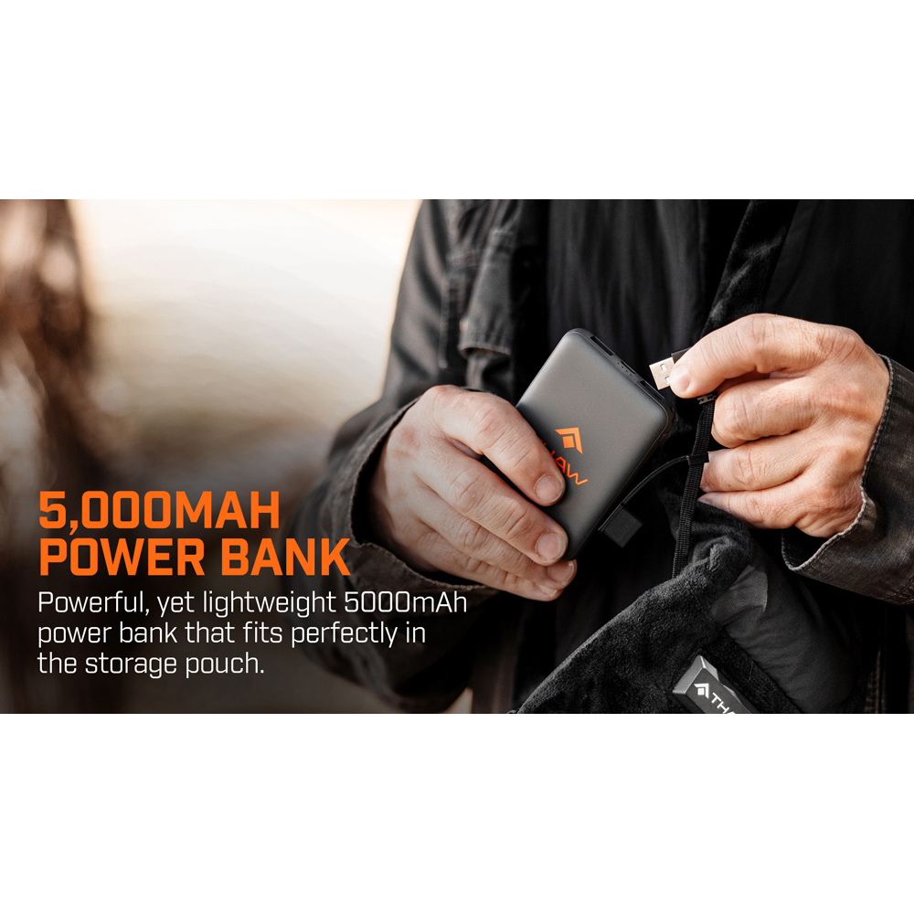 Thaw Black Fleece Interlocking Rechargeable Heated Scarf 2.0 with Power Bank Image 7