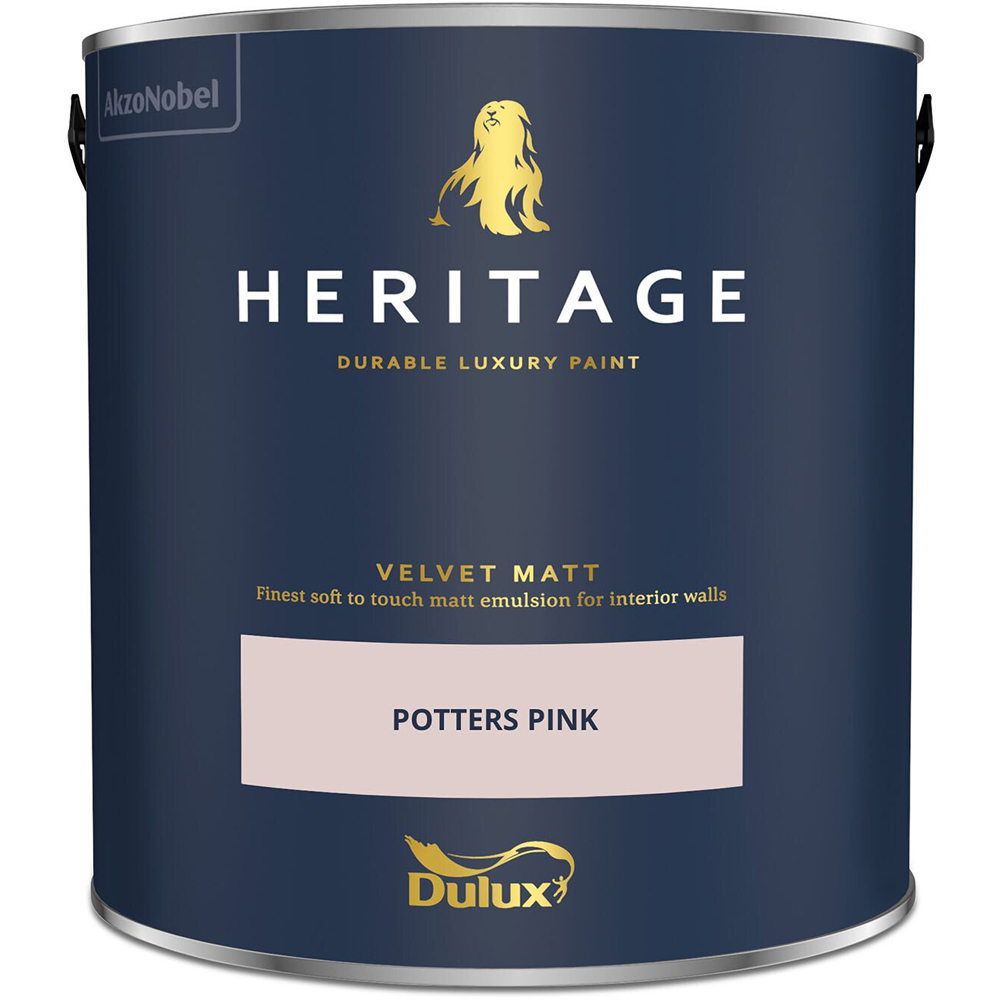 Dulux Heritage Walls and Ceilings Potters Pink Velvet Matt Emulsion Paint 2.5L Image 2