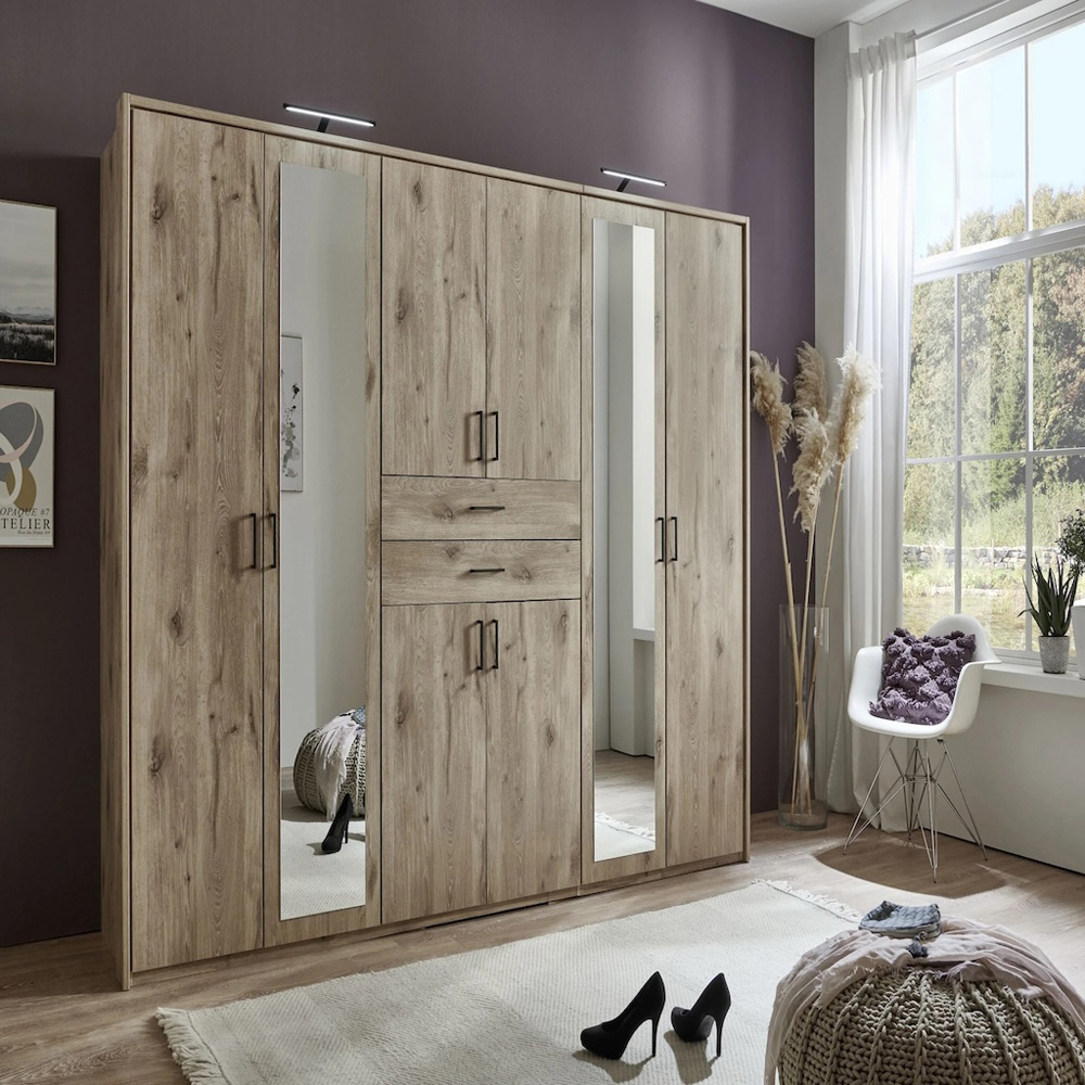 TJ'S Dillingen 8 Door 2 Drawer Viking Oak Wardrobe Image 5