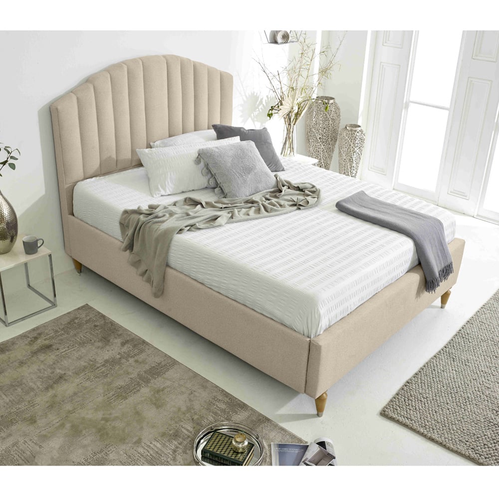Eleganza Henrik Small Double Pearl Arlington Fabric Bed Frame with Curved Headboard Image 7