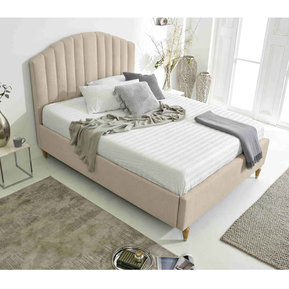 Eleganza Henrik Single Pearl Arlington Fabric Bed Frame with Curved Headboard Image 7