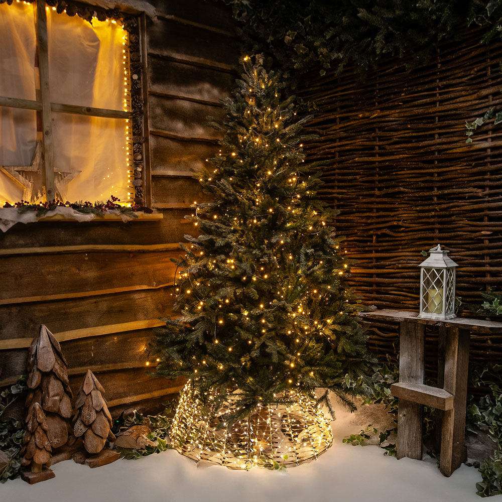 The Christmas Centre 600 Warm White LED Micro Lights Pre-Lit Gold Laser Tree Skirt 71cm Image 5