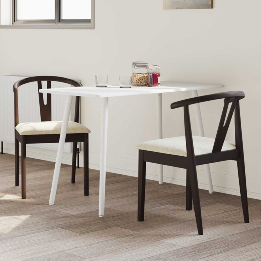 vidaXL Set of 2 Light Brown Rubberwood Dining Chairs Image 1