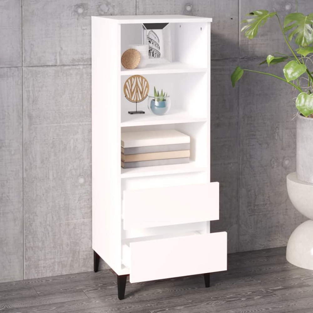 vidaXL 2 Drawer 3 Shelf White Highboard Image 1
